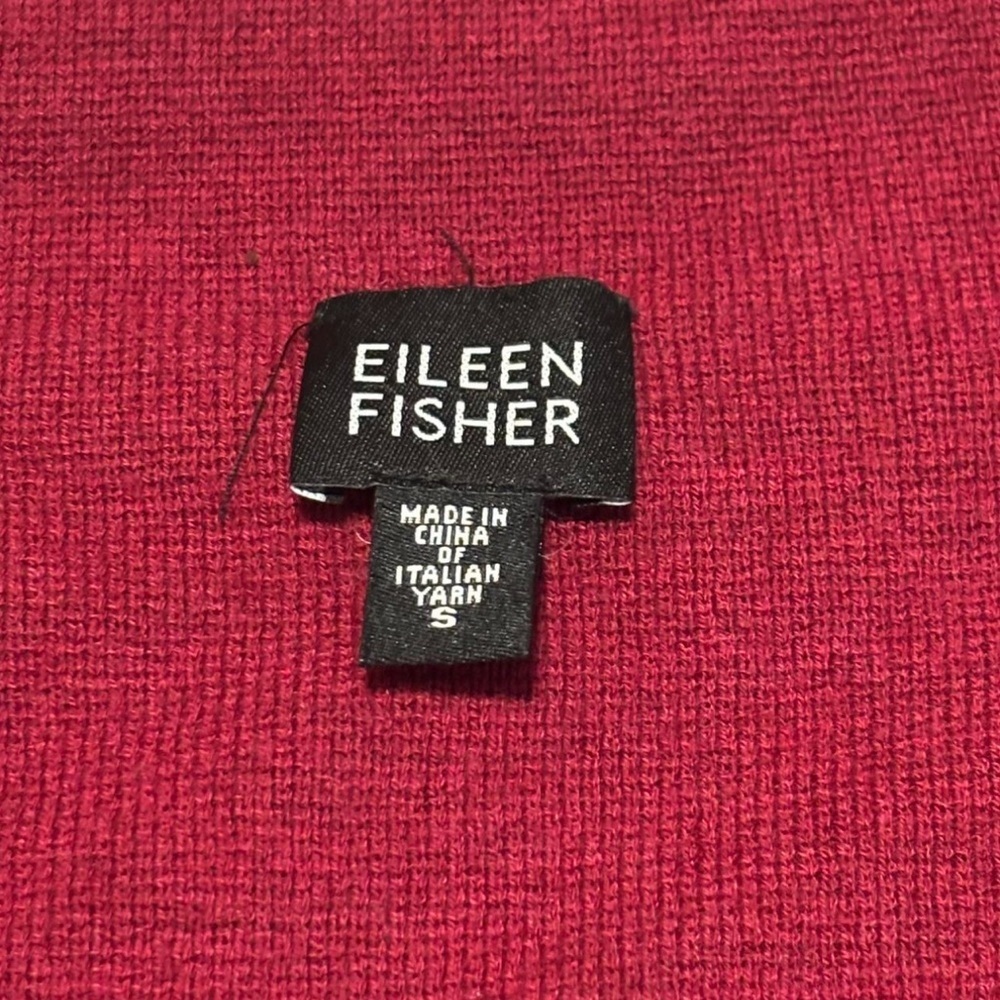 Eileen Fisher Women's Small Wool Drape Collar Knit Cardigan Berry READ - Picture 6 of 7